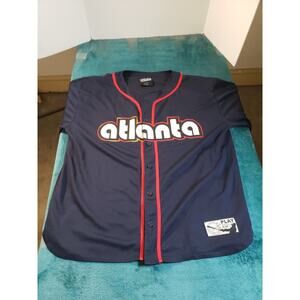 VINTAGE Atlanta Braves Jersey Sz 2XL Mens Blue Sewn Counterattack Baseball MLB